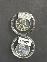 1943 Steel Penny Encapsulated Lot Of 2. BU?