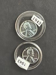 1943 Steel Penny Encapsulated Lot Of 2. BU?