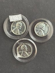 1943 Steel Penny Encapsulated Lot Of 3. BU?