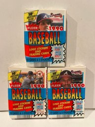 1990 Fleer Baseball Cello Card Pack Lot Of 3