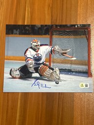 Grant Fuhr Autographed Edmonton Oilers  Photo With COA