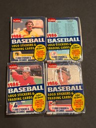 1986 Fleer Cello Baseball Card Pack Lot Of 4