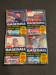 1986 Fleer Cello Baseball Card Pack Lot Of 4