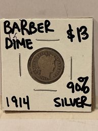 1914 BARBER DIME~