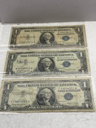 1957 $1 Silver Certificates  - Lot Of 3