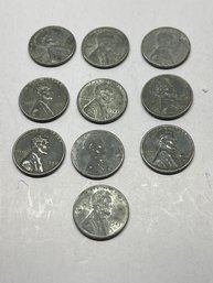 1943 Steel Wheat Pennies Lot Of 10