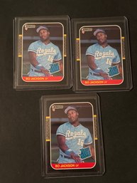 1987 Donruss Baseball Bo Jackson Rookie Lot Of 3