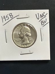 1958 (P) Washington Quarter 90% Silver Gem BU US Coin