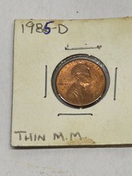 1985 D Lincoln Penny Thin Mint Mark!