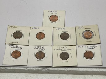 Lincoln Penny Assortment - 9 Coins