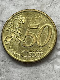 2002 German 50 Cent Euro Coin Size 24 Mm