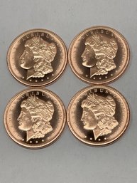 1 Oz Copper Round - Morgan Dollar - Lot Of 4
