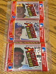 1983 Donruss Action All Stars Lot Of (3) Packs RARITY-each Pack Same Player On Top As Bottom!
