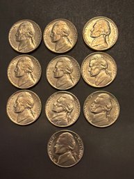 1960 Jefferson Nickel Lot Of 10 BU