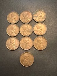 1951 P Wheat Penny Lot Of 10