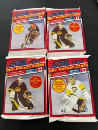 1991 Score Hockey Series 1 Bilingual Wax Pack Lot Of 4