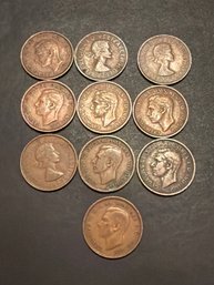 Great Britain Half Penny Lot Of 10