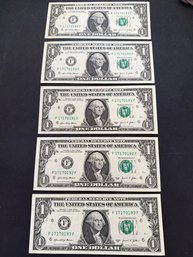2021 One Dollar Consecutive Serial Number Lot Of 5