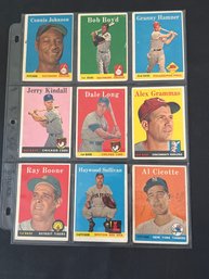 1958 Topps Baseball Card Lot Of 9