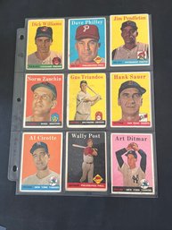 1958 Topps Baseball Card Lot Of 9