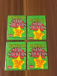 1986 FLEER Baseball Star Stickers Lot Of (4) Unopened Wax Packs