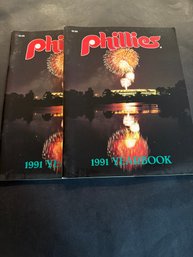 1991 PHILADELPHIA PHILLIES OFFICIAL BASEBALL YEARBOOK  Lot Of 2