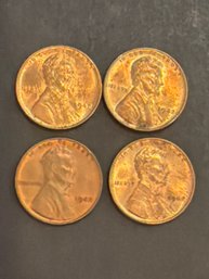 1942 P Wheat Penny BU Lot Of 4