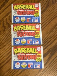 Lot Of (3) 1984 Baseball Buttons Unopened Packs