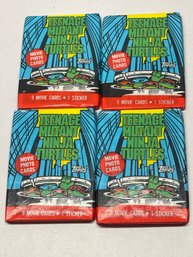 1990 Topps TMNT Teenage Mutant Ninja Turtles Movie 1 Sealed Packs - Lot Of 4