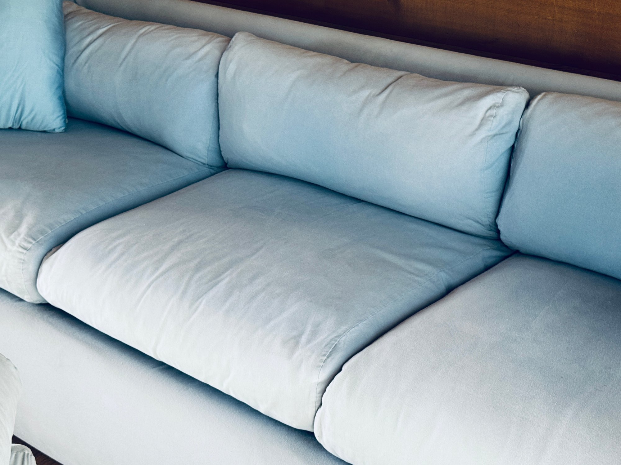 Vintage John Saladino Slip Covered Robins Egg Blue Couches Of