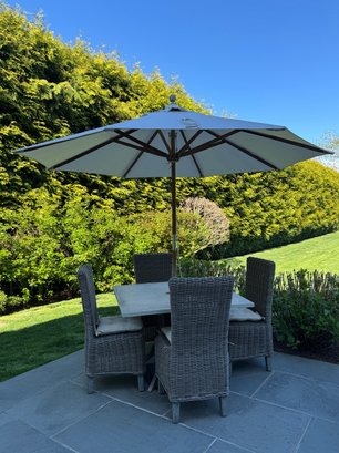Restoration Hardware Patio Table And Provence High Back Dining Chairs With Cushions - Purchased For $4500.00