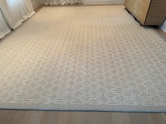 Custom Rug - Cream Wool, Sisal, Tencel Bound With Silver Metallic Border - Purchased For $8,930.00