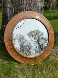Large Vintage Resin Over Snakeskin Beveled Mirror - Round