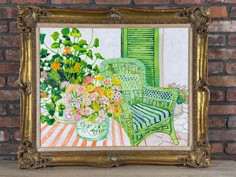 Framed Signed Oil On Canvas - Porch Still Life - Replica Of Lloyd Van Pitterson