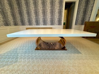 O Dining Table With Rose Gold Base And White Lacquer Top  - Purchased For $9875.00