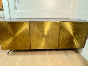 Laud Sideboard Cabinet - Dark Walnut Cabinet With Aged Brass Doors - Purchased For $7000.00