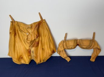 Pair Of Signed Carved Loris Marazzi Wooden Hanging Wall Art - Boxer Shorts & Bra