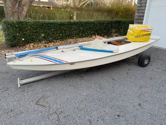 AMF Sunfish Sailboat With Hand Pull Trailer