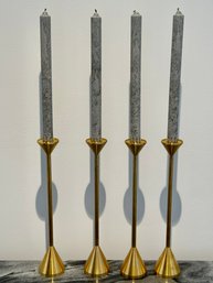 Set Of Four Brass Candlesticks
