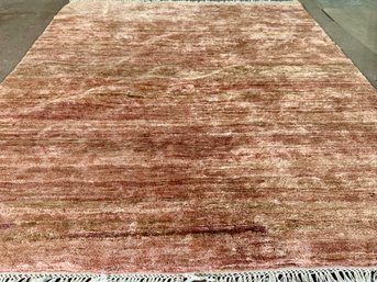 Rust Colored With Cream Fringe Rug