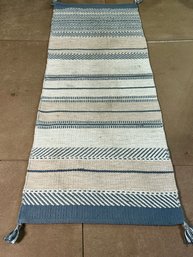 West Elm Beach Stripe Runner Rug - Indigo, Tan, Cream