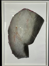 Framed, Signed Paint On Paper Print - Brown, Red & White