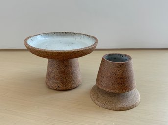 Pair Of Stoneware Decor Pieces