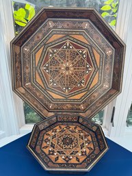 Large Octagonal Tray With Mother Of Pearl Inlay - Two Of Two