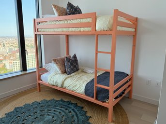 Walker Edison Peach Color Metal Bunk Bed - Twin Over Twin