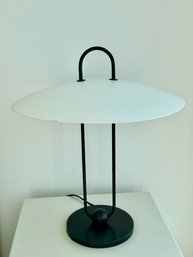 Hammered Black Metal Table Lamp With Painted White Metal Shade