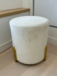 Arteriors White Velvet & Brass Accent Stool
