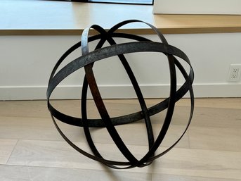 Decorative Welded Steel Strap Orb - Metal With Rust Patina