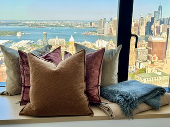 Assortment  Of Six Earth Tones Throw Pillows &