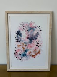 Signed, Framed Watercolor - Jamie Grant - Pink, Blue, Red, Black
